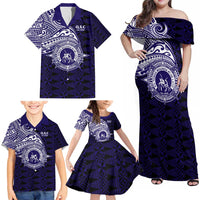 Tonga Queen Salote College 100th Years Family Matching Off Shoulder Maxi Dress and Hawaiian Shirt Est 1926 Tongan Ngatu Tapa - Polynesian Pride