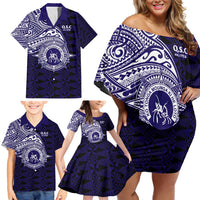 Tonga Queen Salote College 100th Years Family Matching Off Shoulder Short Dress and Hawaiian Shirt Est 1926 Tongan Ngatu Tapa - Polynesian Pride