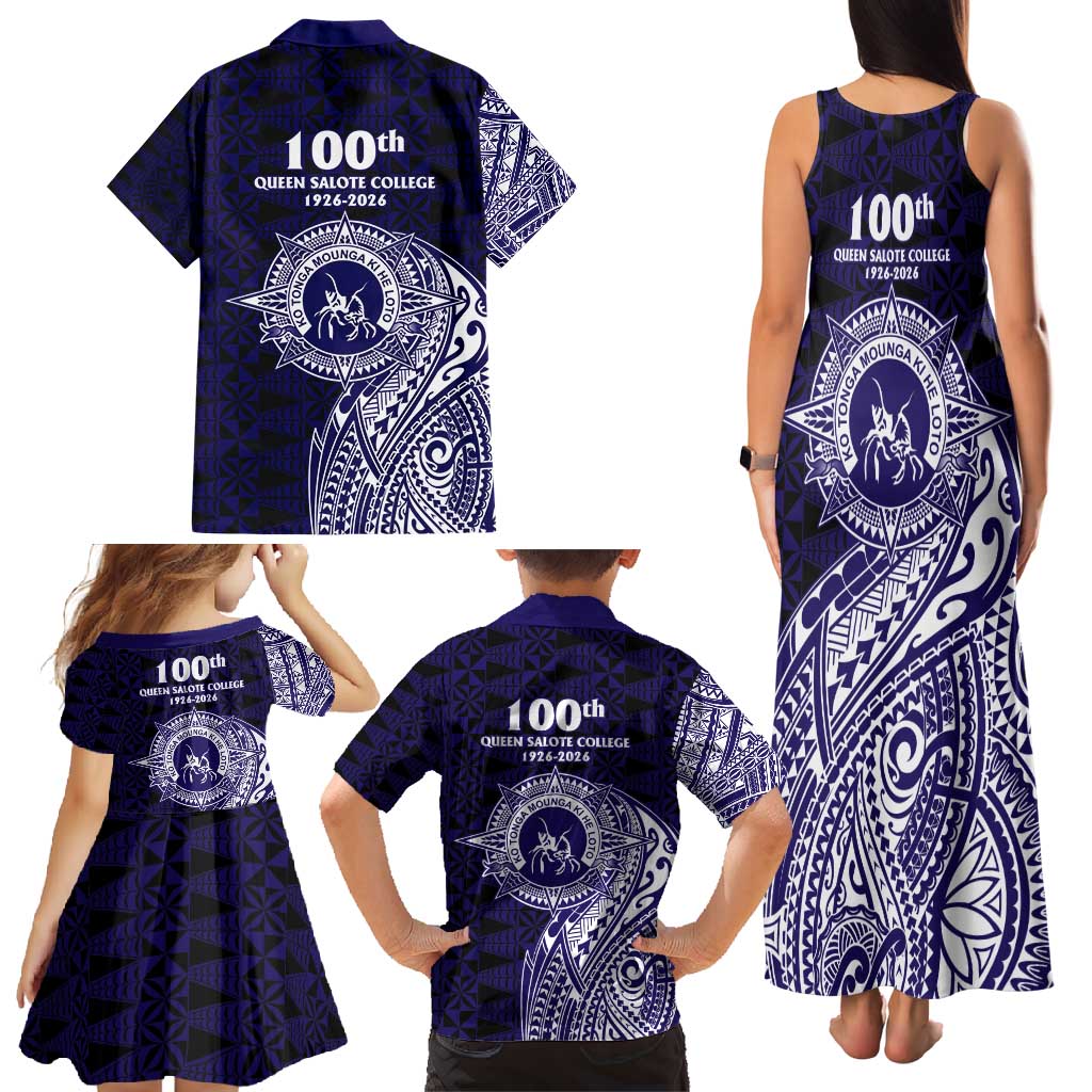 Tonga Queen Salote College 100th Years Family Matching Tank Maxi Dress and Hawaiian Shirt Est 1926 Tongan Ngatu Tapa - Polynesian Pride