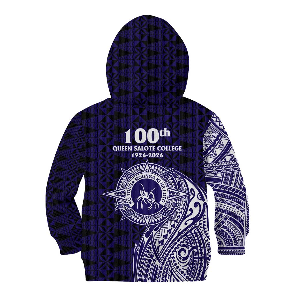 Tonga Queen Salote College 100th Years Kid Hoodie Est 1926 Tongan Ngatu Tapa - Polynesian Pride