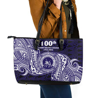Tonga Queen Salote College 100th Years Leather Tote Bag Est 1926 Tongan Ngatu Tapa - Polynesian Pride