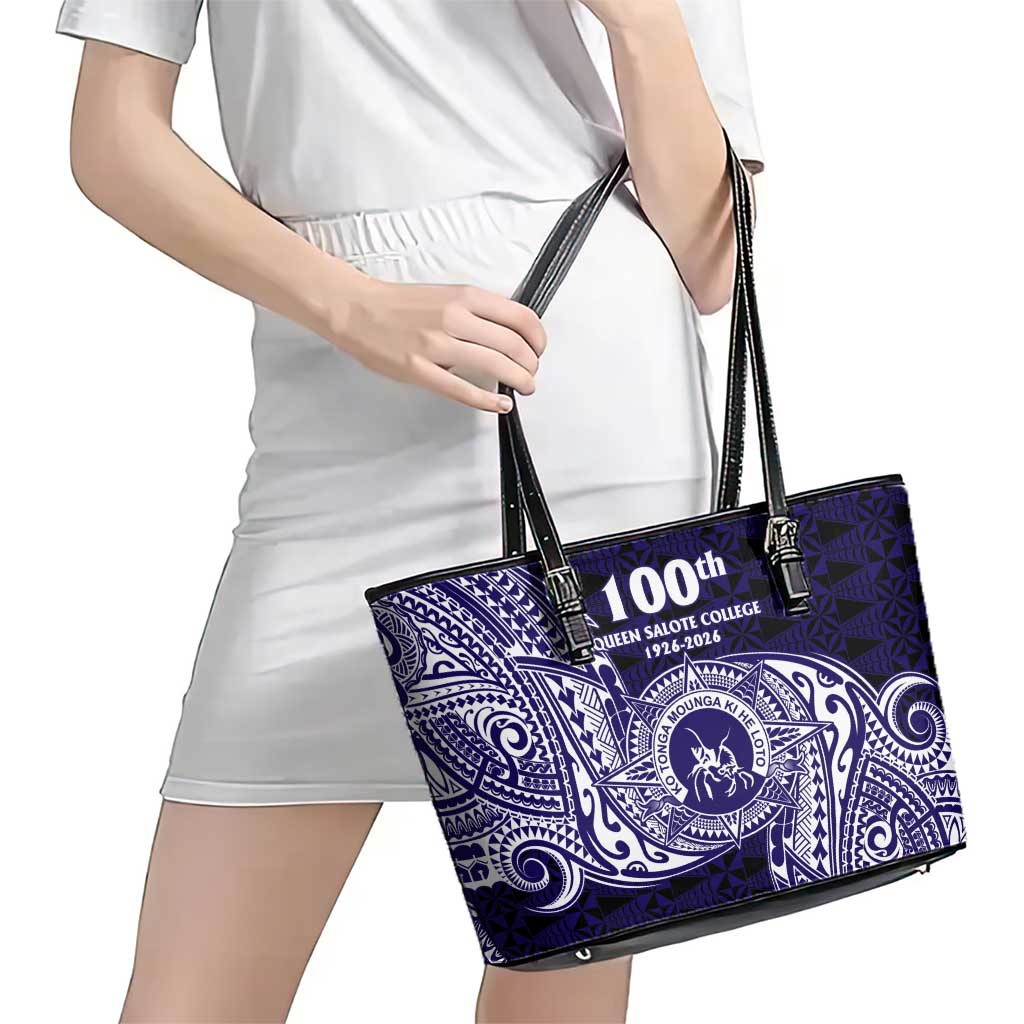 Tonga Queen Salote College 100th Years Leather Tote Bag Est 1926 Tongan Ngatu Tapa - Polynesian Pride