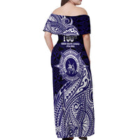 Tonga Queen Salote College 100th Years Off Shoulder Maxi Dress Est 1926 Tongan Ngatu Tapa - Polynesian Pride