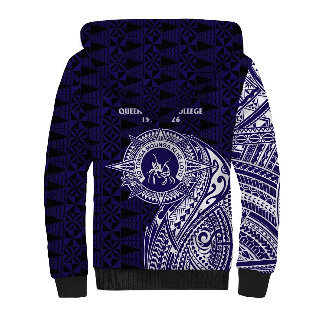 Tonga Queen Salote College 100th Years Sherpa Hoodie Est 1926 Tongan Ngatu Tapa - Polynesian Pride
