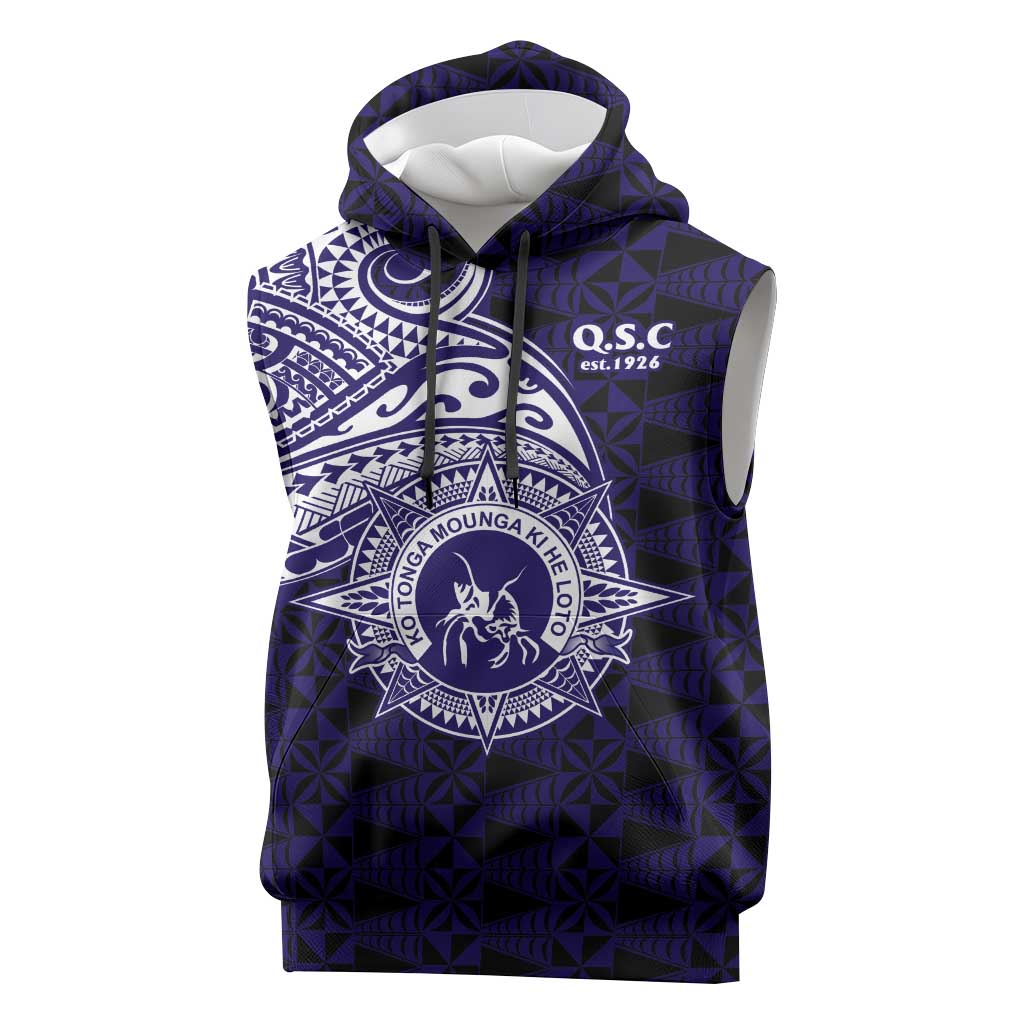 Tonga Queen Salote College 100th Years Sleeveless Hoodie Est 1926 Tongan Ngatu Tapa - Polynesian Pride