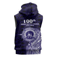 Tonga Queen Salote College 100th Years Sleeveless Zip Hoodie Est 1926 Tongan Ngatu Tapa - Polynesian Pride