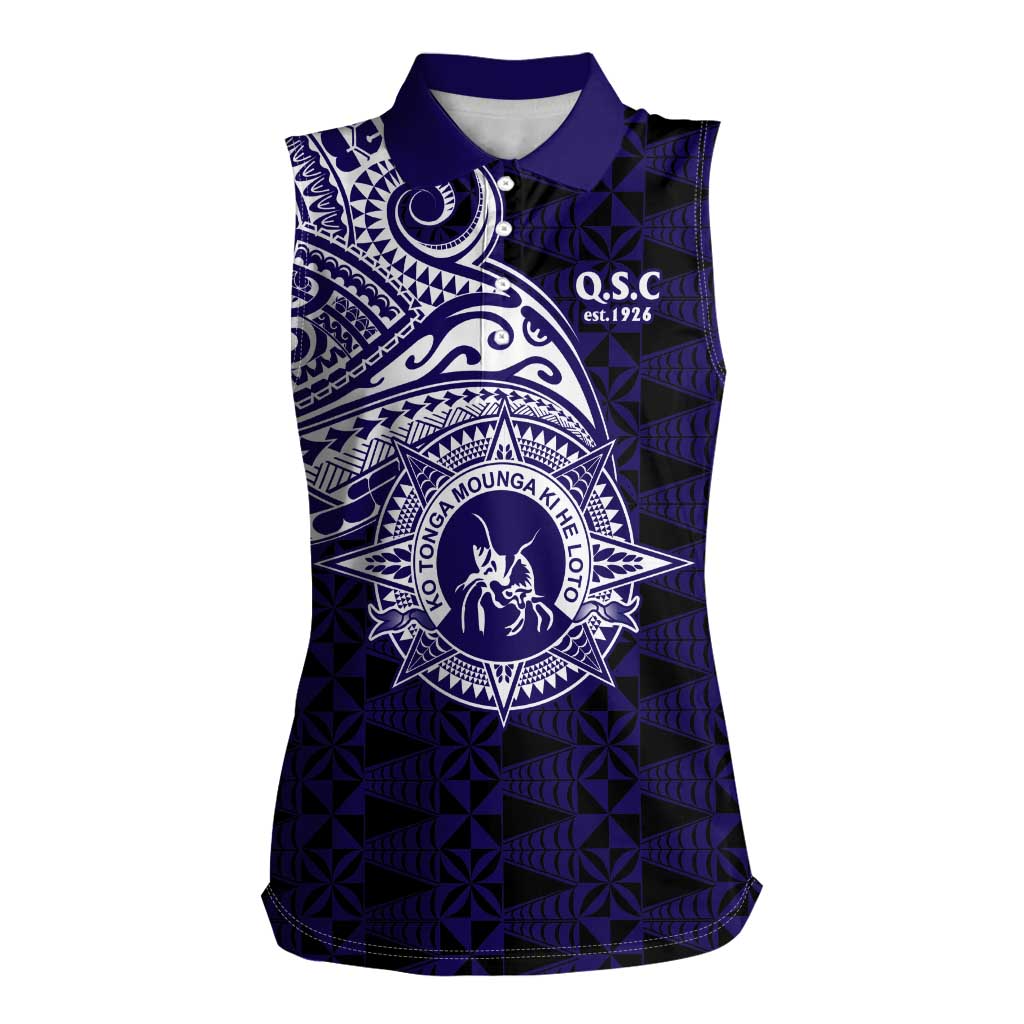 Tonga Queen Salote College 100th Years Women Sleeveless Polo Shirt Est 1926 Tongan Ngatu Tapa - Polynesian Pride