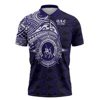 Tonga Queen Salote College 100th Years Zipper Polo Shirt Est 1926 Tongan Ngatu Tapa - Polynesian Pride