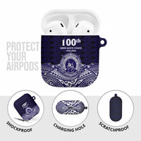 Tonga Queen Salote College 100th Years AirPods Case Blue Tonga Kupesi Uniquely Pacific Art - Polynesian Pride