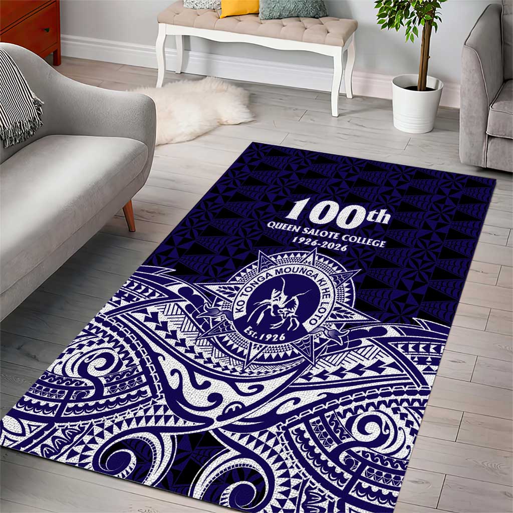 Tonga Queen Salote College 100th Years Area Rug Blue Tonga Kupesi Uniquely Pacific Art - Polynesian Pride