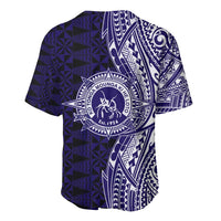 Tonga Queen Salote College 100th Years Baseball Jersey Blue Tonga Kupesi Uniquely Pacific Art - Polynesian Pride