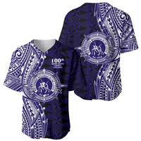 Tonga Queen Salote College 100th Years Baseball Jersey Blue Tonga Kupesi Uniquely Pacific Art - Polynesian Pride