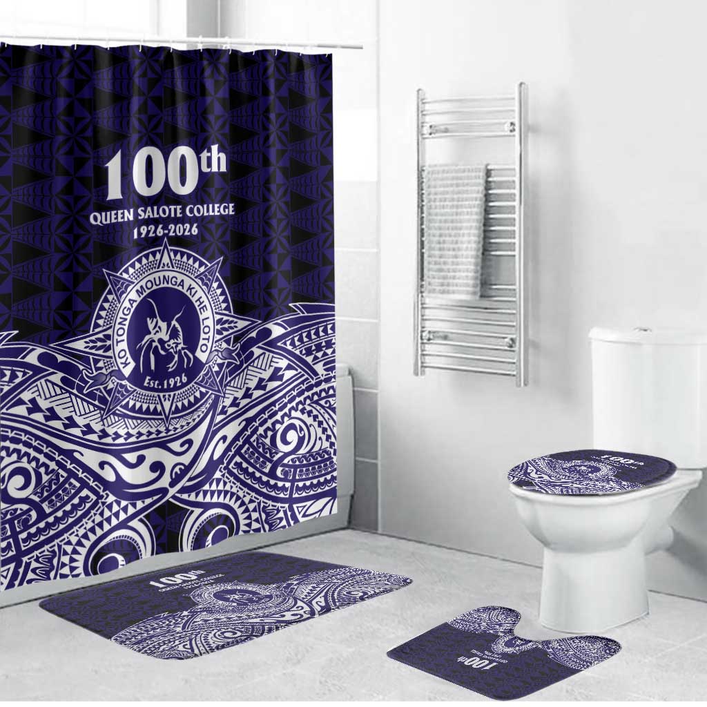 Tonga Queen Salote College 100th Years Bathroom Set Blue Tonga Kupesi Uniquely Pacific Art - Polynesian Pride