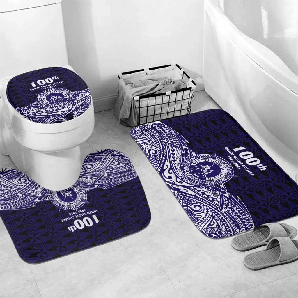 Tonga Queen Salote College 100th Years Bathroom Set Blue Tonga Kupesi Uniquely Pacific Art - Polynesian Pride