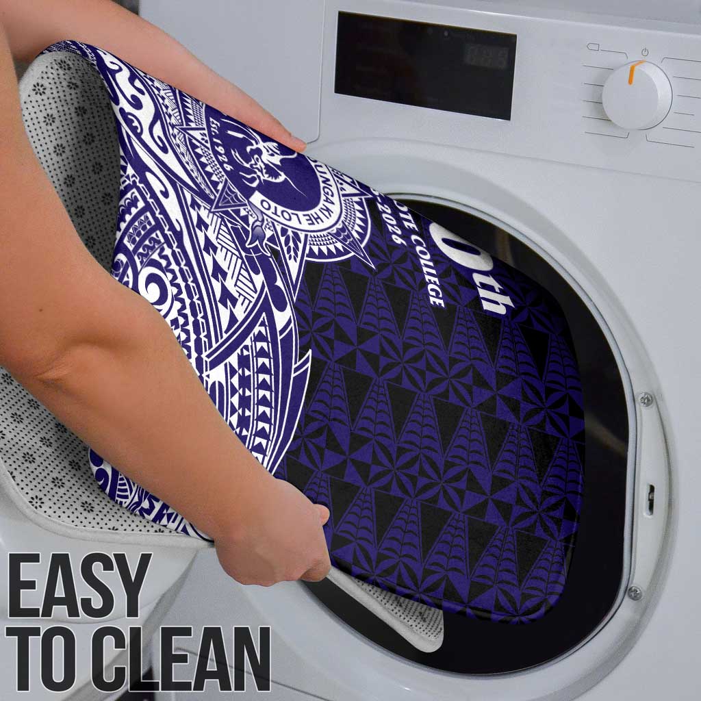 Tonga Queen Salote College 100th Years Bathroom Set Blue Tonga Kupesi Uniquely Pacific Art - Polynesian Pride