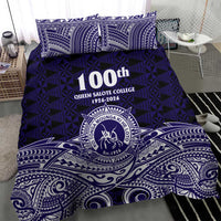 Tonga Queen Salote College 100th Years Bedding Set Blue Tonga Kupesi Uniquely Pacific Art - Polynesian Pride