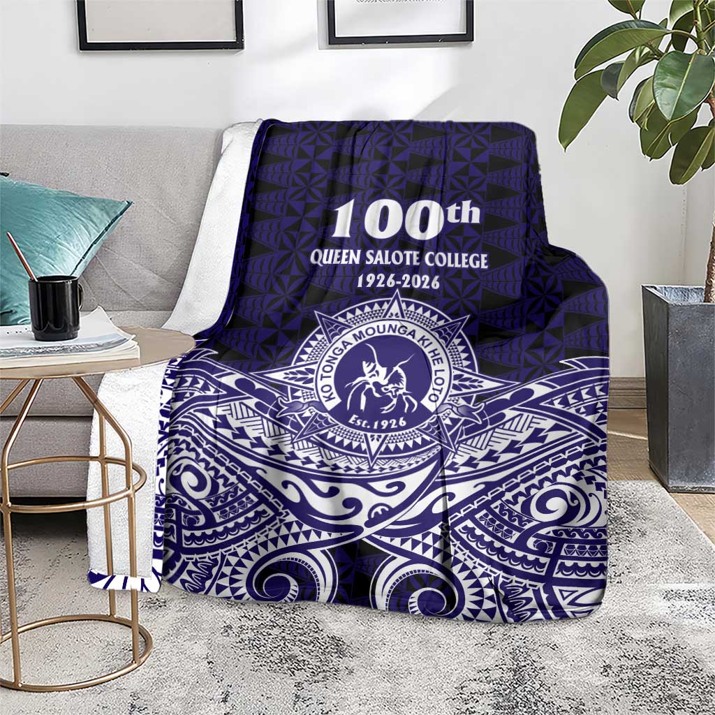 Tonga Queen Salote College 100th Years Blanket Blue Tonga Kupesi Uniquely Pacific Art - Polynesian Pride