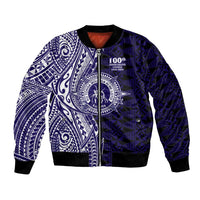 Tonga Queen Salote College 100th Years Bomber Jacket Blue Tonga Kupesi Uniquely Pacific Art - Polynesian Pride