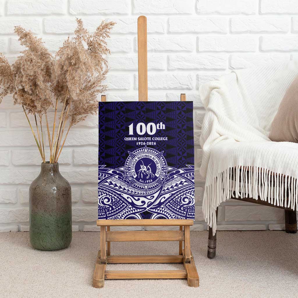 Tonga Queen Salote College 100th Years Canvas Wall Art Blue Tonga Kupesi Uniquely Pacific Art - Polynesian Pride