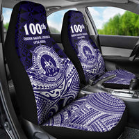 Tonga Queen Salote College 100th Years Car Seat Cover Blue Tonga Kupesi Uniquely Pacific Art - Polynesian Pride