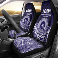 Tonga Queen Salote College 100th Years Car Seat Cover Blue Tonga Kupesi Uniquely Pacific Art - Polynesian Pride