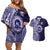 Tonga Queen Salote College 100th Years Couples Matching Off Shoulder Short Dress and Hawaiian Shirt Blue Tonga Kupesi Uniquely Pacific Art - Polynesian Pride