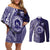 Tonga Queen Salote College 100th Years Couples Matching Off Shoulder Short Dress and Long Sleeve Button Shirt Blue Tonga Kupesi Uniquely Pacific Art - Polynesian Pride