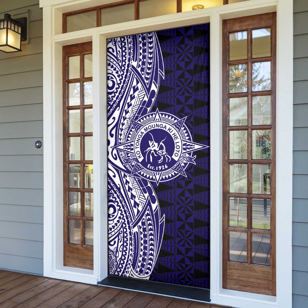 Tonga Queen Salote College 100th Years Door Cover Blue Tonga Kupesi Uniquely Pacific Art - Polynesian Pride