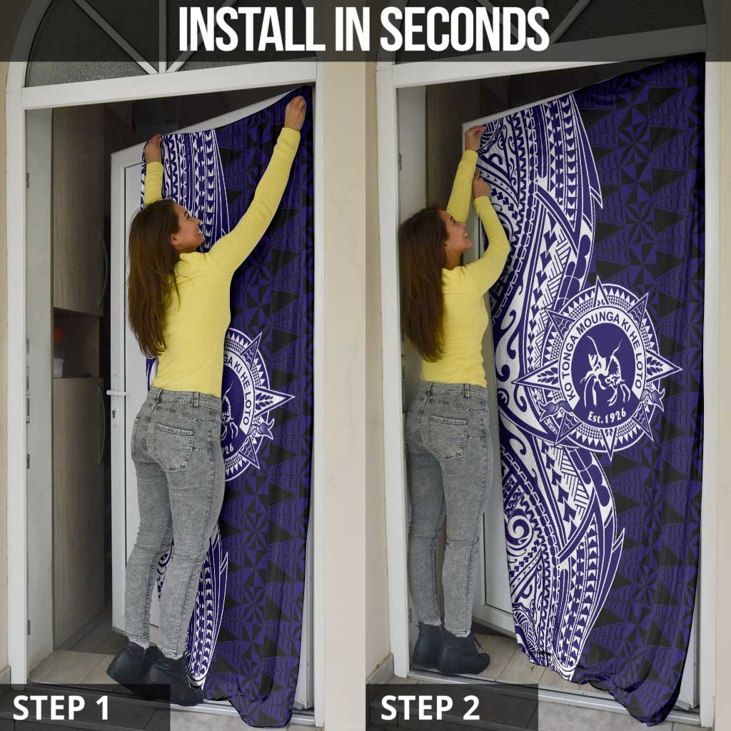 Tonga Queen Salote College 100th Years Door Cover Blue Tonga Kupesi Uniquely Pacific Art - Polynesian Pride