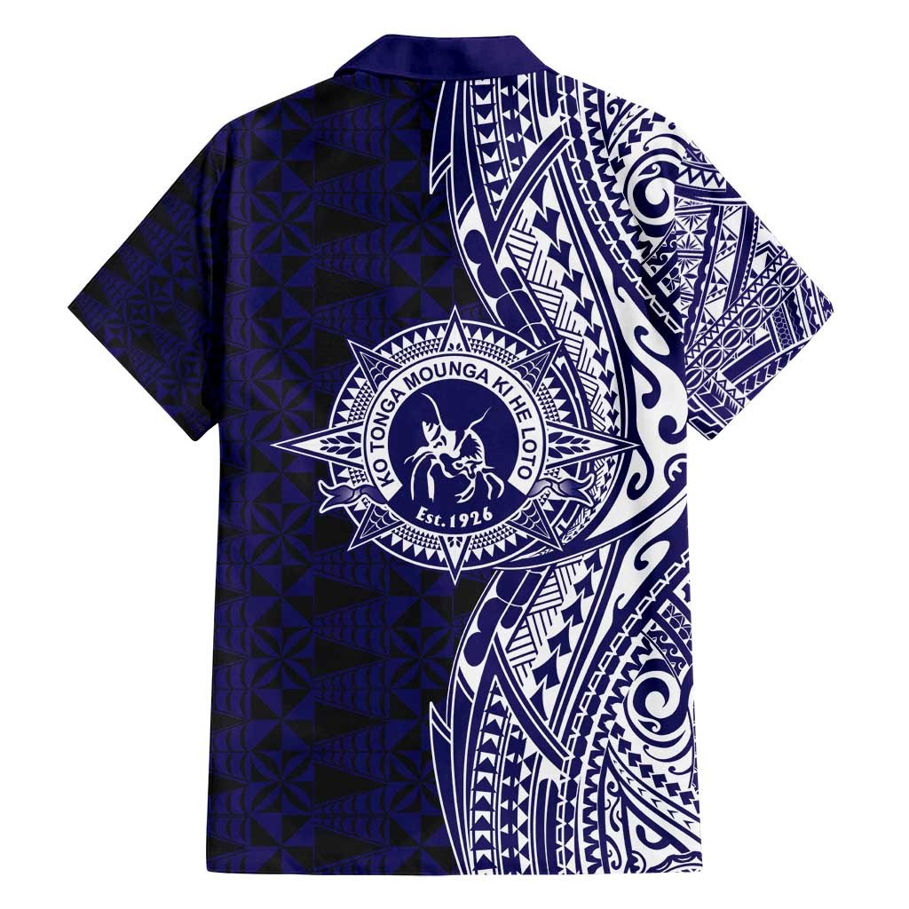 Tonga Queen Salote College 100th Years Family Matching Long Sleeve Bodycon Dress and Hawaiian Shirt Blue Tonga Kupesi Uniquely Pacific Art - Polynesian Pride