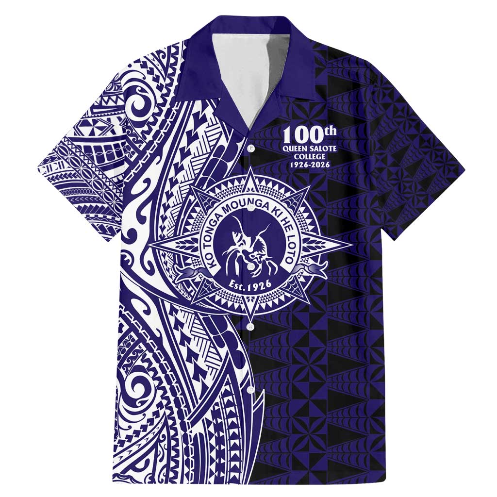 Tonga Queen Salote College 100th Years Family Matching Mermaid Dress and Hawaiian Shirt Blue Tonga Kupesi Uniquely Pacific Art - Polynesian Pride