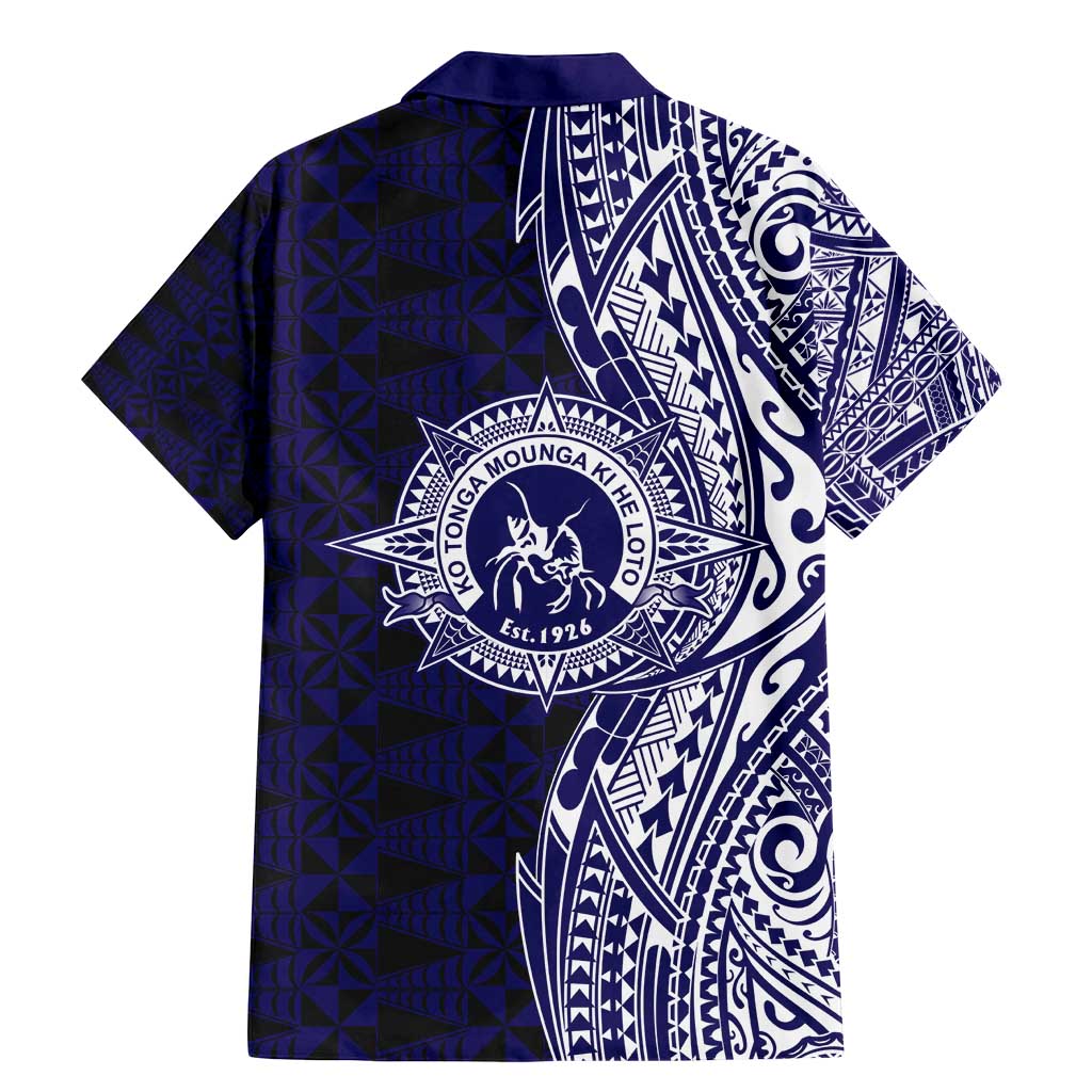 Tonga Queen Salote College 100th Years Family Matching Mermaid Dress and Hawaiian Shirt Blue Tonga Kupesi Uniquely Pacific Art - Polynesian Pride