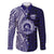 Tonga Queen Salote College 100th Years Family Matching Off The Shoulder Long Sleeve Dress and Hawaiian Shirt Blue Tonga Kupesi Uniquely Pacific Art - Polynesian Pride