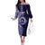 Tonga Queen Salote College 100th Years Family Matching Off The Shoulder Long Sleeve Dress and Hawaiian Shirt Blue Tonga Kupesi Uniquely Pacific Art - Polynesian Pride