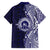 Tonga Queen Salote College 100th Years Family Matching Off Shoulder Short Dress and Hawaiian Shirt Blue Tonga Kupesi Uniquely Pacific Art - Polynesian Pride