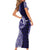 Tonga Queen Salote College 100th Years Family Matching Short Sleeve Bodycon Dress and Hawaiian Shirt Blue Tonga Kupesi Uniquely Pacific Art - Polynesian Pride