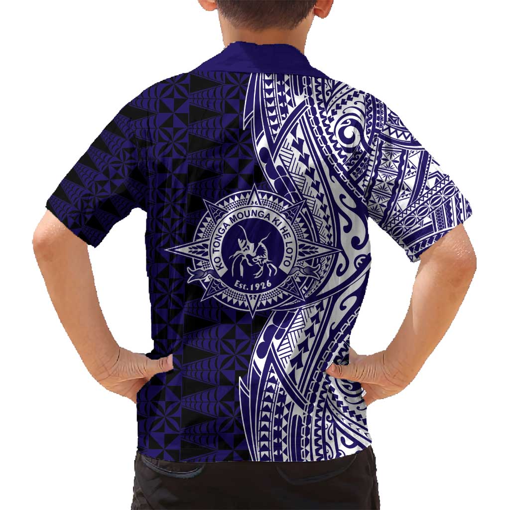 Tonga Queen Salote College 100th Years Family Matching Summer Maxi Dress and Hawaiian Shirt Blue Tonga Kupesi Uniquely Pacific Art - Polynesian Pride