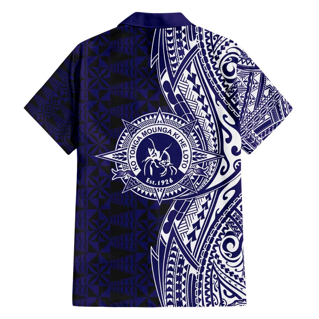 Tonga Queen Salote College 100th Years Hawaiian Shirt Blue Tonga Kupesi Uniquely Pacific Art - Polynesian Pride