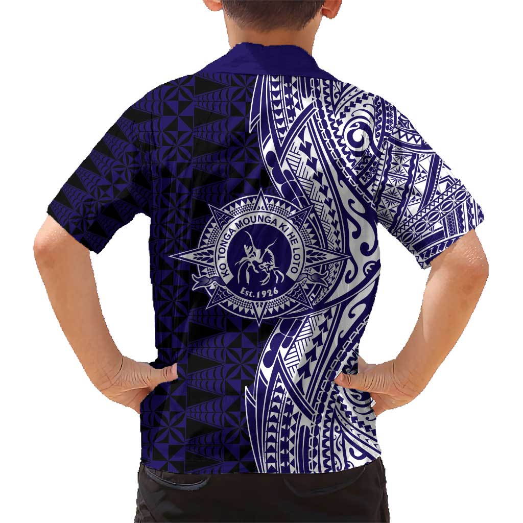 Tonga Queen Salote College 100th Years Hawaiian Shirt Blue Tonga Kupesi Uniquely Pacific Art - Polynesian Pride
