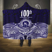 Tonga Queen Salote College 100th Years Hooded Blanket Blue Tonga Kupesi Uniquely Pacific Art - Polynesian Pride