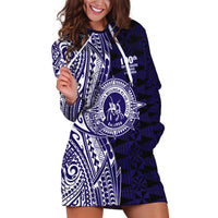 Tonga Queen Salote College 100th Years Hoodie Dress Blue Tonga Kupesi Uniquely Pacific Art - Polynesian Pride
