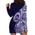 Tonga Queen Salote College 100th Years Hoodie Dress Blue Tonga Kupesi Uniquely Pacific Art - Polynesian Pride