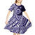 Tonga Queen Salote College 100th Years Kid Short Sleeve Dress Blue Tonga Kupesi Uniquely Pacific Art - Polynesian Pride