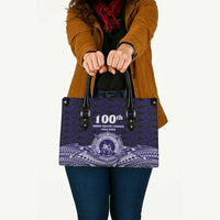 Tonga Queen Salote College 100th Years Leather Bag Blue Tonga Kupesi Uniquely Pacific Art - Polynesian Pride