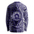 Tonga Queen Salote College 100th Years Long Sleeve Shirt Blue Tonga Kupesi Uniquely Pacific Art - Polynesian Pride