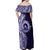 Tonga Queen Salote College 100th Years Off Shoulder Maxi Dress Blue Tonga Kupesi Uniquely Pacific Art - Polynesian Pride