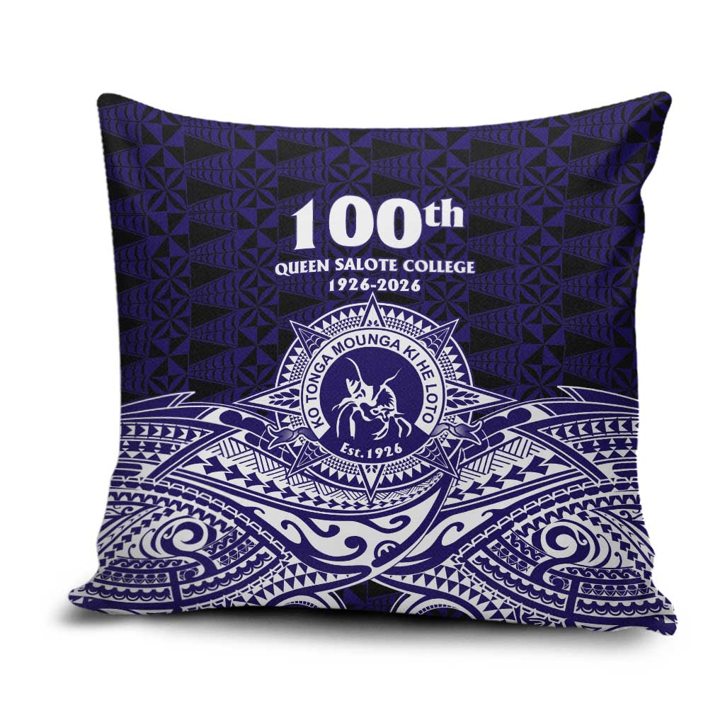 Tonga Queen Salote College 100th Years Pillow Cover Blue Tonga Kupesi Uniquely Pacific Art - Polynesian Pride