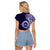 Tonga Queen Salote College 100th Years Raglan Cropped T Shirt Blue Tonga Kupesi Uniquely Pacific Art - Polynesian Pride