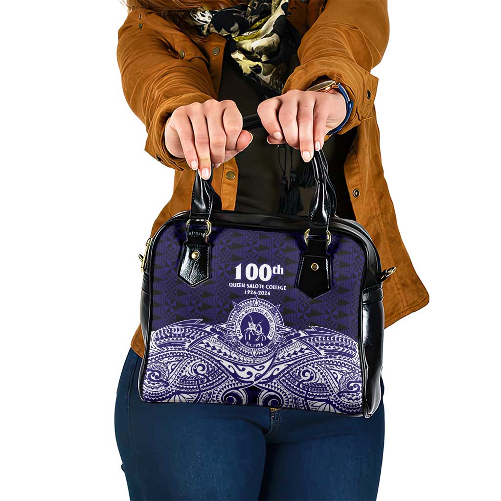 Tonga Queen Salote College 100th Years Shoulder Handbag Blue Tonga Kupesi Uniquely Pacific Art - Polynesian Pride