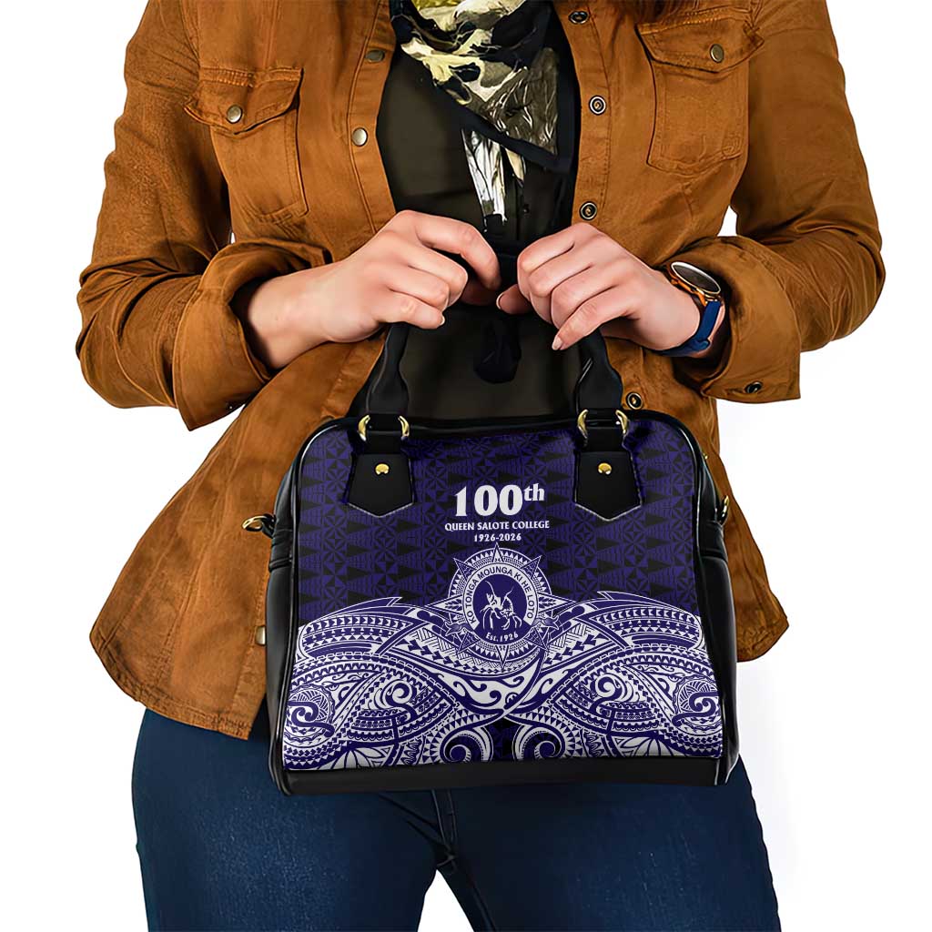 Tonga Queen Salote College 100th Years Shoulder Handbag Blue Tonga Kupesi Uniquely Pacific Art - Polynesian Pride